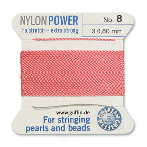 Dark Pink Griffin Nylon Size 8 Needle End Bead Cord (40 Pcs) #BCNDP08G