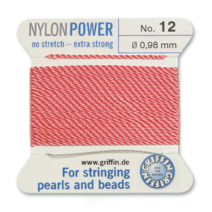 Dark Pink Griffin Nylon Size 12 Needle End Bead Cord (40 Pcs) #BCNDP12G