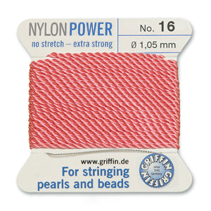 Dark Pink Griffin Nylon Size 16 Needle End Bead Cord (40 Pcs) #BCNDP16G