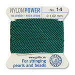 Green Griffin Nylon Size 14 Needle End Bead Cord (40 Pcs) #BCNGR14G