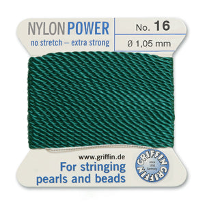 Green Griffin Nylon Size 16 Needle End Bead Cord (40 Pcs) #BCNGR16G