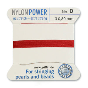 Garnet Griffin Nylon Size 0 Needle End Bead Cord (40 Pcs) #BCNGT00G