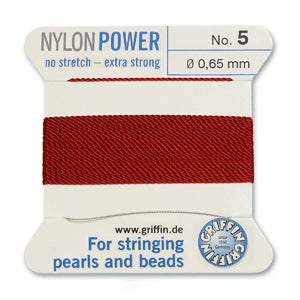 Garnet Griffin Nylon Size 5 Needle End Bead Cord (40 Pcs) #BCNGT05G