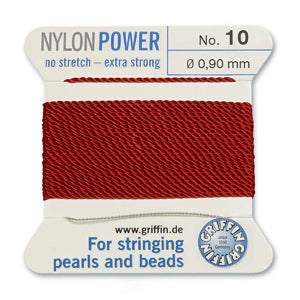 Garnet Griffin Nylon Size 10 Needle End Bead Cord (40 Pcs) #BCNGT10G