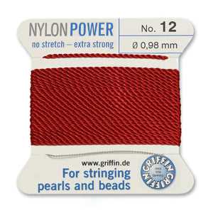 Garnet Griffin Nylon Size 12 Needle End Bead Cord (40 Pcs) #BCNGT12G