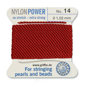 Garnet Griffin Nylon Size 14 Needle End Bead Cord (40 Pcs) #BCNGT14G