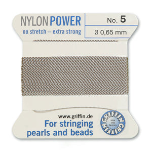 Grey Griffin Nylon Size 5 Needle End Bead Cord (40 Pcs) #BCNGY05G
