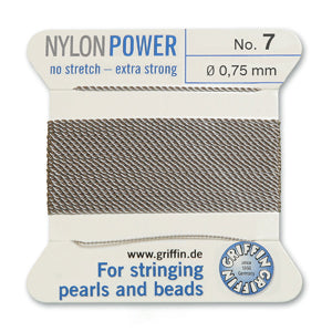 Grey Griffin Nylon Size 7 Needle End Bead Cord (40 Pcs) #BCNGY07G