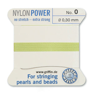 Jade Green Griffin Nylon Size 0 Needle End Bead Cord (40 Pcs) #BCNJA00G