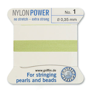 Jade Green Griffin Nylon Size 1 Needle End Bead Cord (40 Pcs) #BCNJA01G