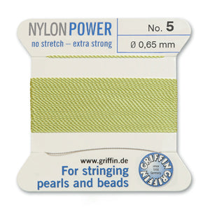 Jade Green Griffin Nylon Size 5 Needle End Bead Cord (40 Pcs) #BCNJA05G