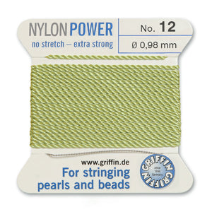 Jade Green Griffin Nylon Size 12 Needle End Bead Cord (40 Pcs) #BCNJA12G