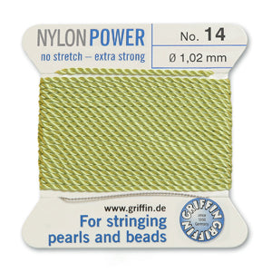 Jade Green Griffin Nylon Size 14 Needle End Bead Cord (40 Pcs) #BCNJA14G