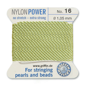 Jade Green Griffin Nylon Size 16 Needle End Bead Cord (40 Pcs) #BCNJA16G