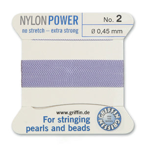 Lilac Griffin Nylon Size 2 Needle End Bead Cord (40 Pcs) #BCNLI02G