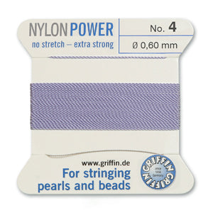Lilac Griffin Nylon Size 4 Needle End Bead Cord (40 Pcs) #BCNLI04G