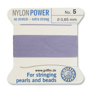 Lilac Griffin Nylon Size 5 Needle End Bead Cord (40 Pcs) #BCNLI05G