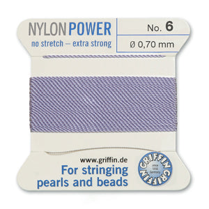 Lilac Griffin Nylon Size 6 Needle End Bead Cord (40 Pcs) #BCNLI06G