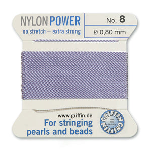 Lilac Griffin Nylon Size 8 Needle End Bead Cord (40 Pcs) #BCNLI08G