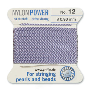 Lilac Griffin Nylon Size 12 Needle End Bead Cord (40 Pcs) #BCNLI12G