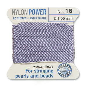 Lilac Griffin Nylon Size 16 Needle End Bead Cord (40 Pcs) #BCNLI16G