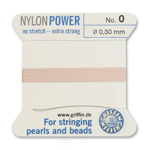 Light Pink Griffin Nylon Size 0 Needle End Bead Cord (40 Pcs) #BCNLP00G