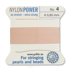 Light Pink Griffin Nylon Size 4 Needle End Bead Cord (40 Pcs) #BCNLP04G
