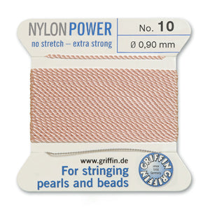 Light Pink Griffin Nylon Size 10 Needle End Bead Cord (40 Pcs) #BCNLP10G