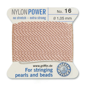 Light Pink Griffin Nylon Size 16 Needle End Bead Cord (40 Pcs) #BCNLP16G