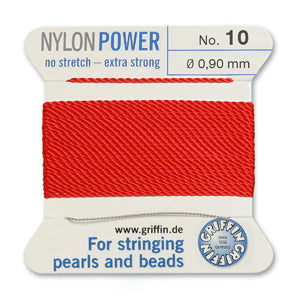 Red Griffin Nylon Size 10 Needle End Bead Cord (40 Pcs) #BCNRD10G
