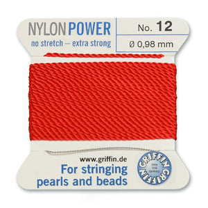 Red Griffin Nylon Size 12 Needle End Bead Cord (40 Pcs) #BCNRD12G