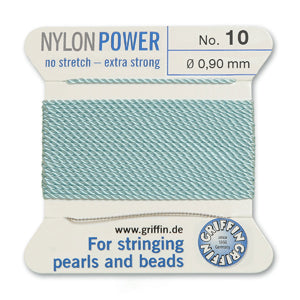 Turquoise Griffin Nylon Size 10 Needle End Bead Cord (40 Pcs) #BCNTQ10G