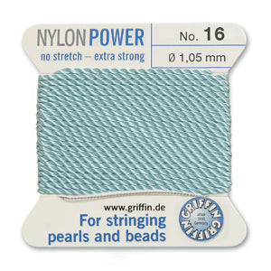 Turquoise Griffin Nylon Size 16 Needle End Bead Cord (40 Pcs) #BCNTQ16G