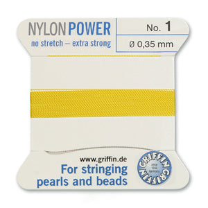 Yellow Griffin Nylon Size 1 Needle End Bead Cord (40 Pcs) #BCNYL01G