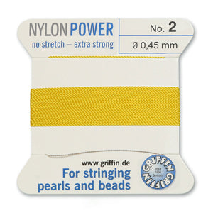 Yellow Griffin Nylon Size 2 Needle End Bead Cord (40 Pcs) #BCNYL02G