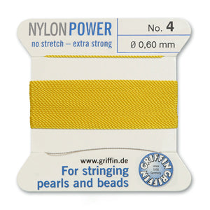 Yellow Griffin Nylon Size 4 Needle End Bead Cord (40 Pcs) #BCNYL04G
