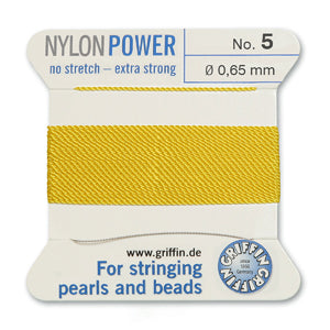 Yellow Griffin Nylon Size 5 Needle End Bead Cord (40 Pcs) #BCNYL05G