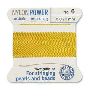 Yellow Griffin Nylon Size 6 Needle End Bead Cord (40 Pcs) #BCNYL06G