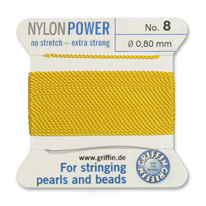 Yellow Griffin Nylon Size 8 Needle End Bead Cord (40 Pcs) #BCNYL08G