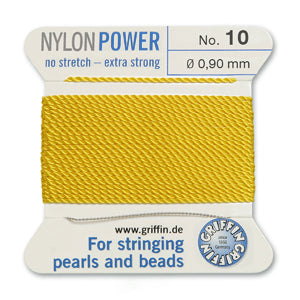 Yellow Griffin Nylon Size 10 Needle End Bead Cord (40 Pcs) #BCNYL10G