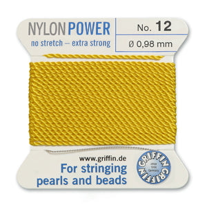 Yellow Griffin Nylon Size 12 Needle End Bead Cord (40 Pcs) #BCNYL12G