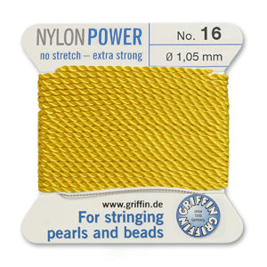 Yellow Griffin Nylon Size 16 Needle End Bead Cord (40 Pcs) #BCNYL16G