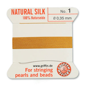 Amber Griffin Silk Size 1 Needle End Bead Cord (30 Pcs) #BCSAM01G