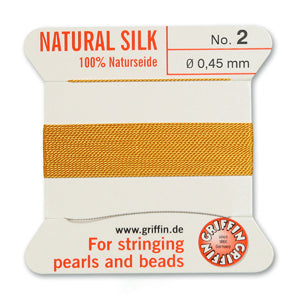 Amber Griffin Silk Size 2 Needle End Bead Cord (30 Pcs) #BCSAM02G