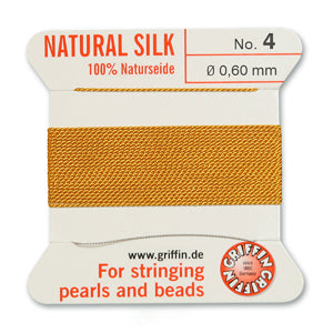 Amber Griffin Silk Size 4 Needle End Bead Cord (30 Pcs) #BCSAM04G