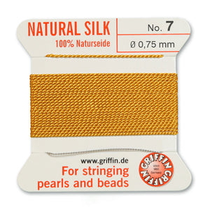 Amber Griffin Silk Size 7 Needle End Bead Cord (30 Pcs) #BCSAM07G