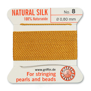 Amber Griffin Silk Size 8 Needle End Bead Cord (30 Pcs) #BCSAM08G