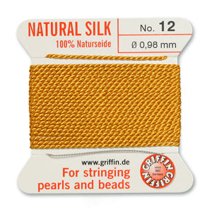 Amber Griffin Silk Size 12 Needle End Bead Cord (30 Pcs) #BCSAM12G