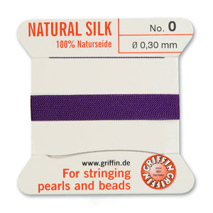 Amethyst Griffin Silk Size 0 Needle End Bead Cord (30 Pcs) #BCSAT00G