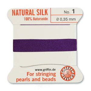 Amethyst Griffin Silk Size 1 Needle End Bead Cord (30 Pcs) #BCSAT01G